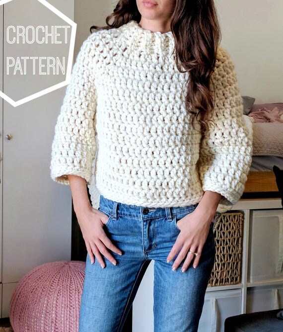 Chunky Crochet Sweater Pattern Crochet Cropped Sweater