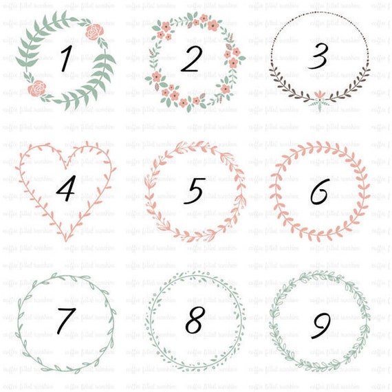 Download DAINTY FLORAL WREATHS, Floral svg, Wedding Wreath svg, Wreath Clipart, Wedding Gift, Wedding ...