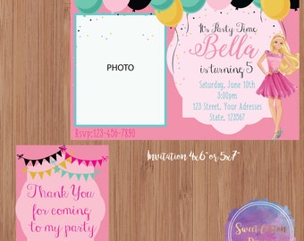 Barbie Birthday Party Invitation with Photo