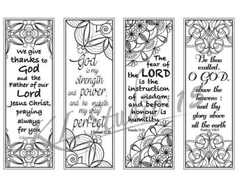 6 Bible Verse Coloring Bookmarks plus 3 designs with blank