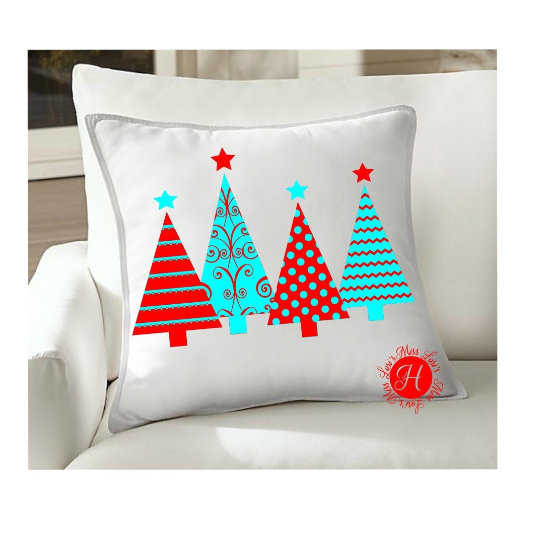 Download 4 retro Christmas Tree Christmas pillow design SVG Cut ...