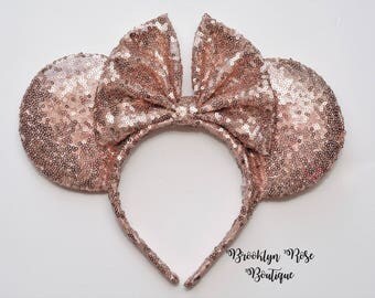 Rose Gold Mickey Minnie Mouse Disney Ears Headband