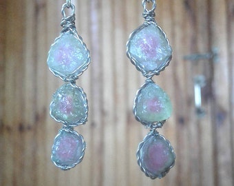 Watermelon tourmaline Earrings. Tourmaline Earrings.
