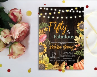 Pumpkin birthday invitation adult 30th 40th 50th 60th 70th Fall Birthday Invitation adult thanksgiving birthday invitation printable digital