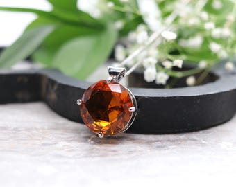 Vintage 12ct Citrine pendant with 19" sterling silver box chain necklace, estate jewelry november birthstone Fine estate jewelry