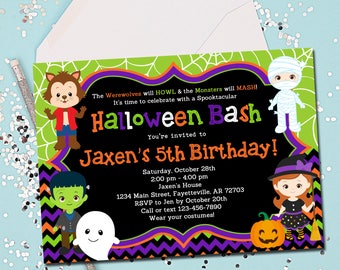 HALLOWEEN BIRTHDAY INVITATION, Halloween, Halloween Invitation, Costume Party, Birthday, Birthday Invitation, Printable 5x7