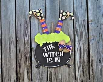 Halloween door decor, Halloween Witch Door hanger, halloween door hanger, witch door hanger, fall wreath, witch legs door hanger