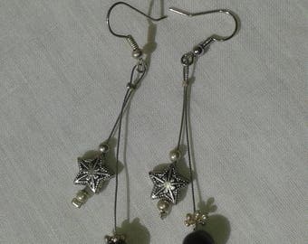 Orecchini Pendenti a Sfere di Onice Nera e Ag 925 - Orecchini Onice Nera - Gioielli Onice Nera