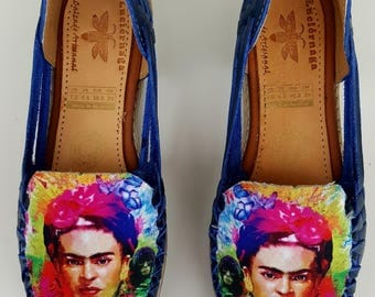 Frida Kahlo Women's leather sandals. Mexican huarache sandals.