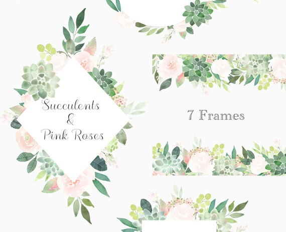 Succulents Clipart Frames Succulent Border roses frame