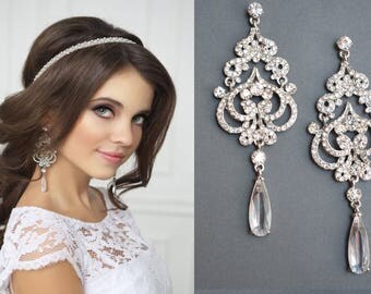 Wedding earrings, Chandelier Earrings, Drop Dangle Earrings, Wedding Earrings, Vintage Long Earrings, Bridal Earrings