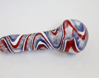 The Patriot - Glow in the Dark Glass Pipe * USA Pipe * Pipes * Tobacco Pipe * Smoking Pipe * Unique Pipe * Trippy Pipe * Cheap Pipe