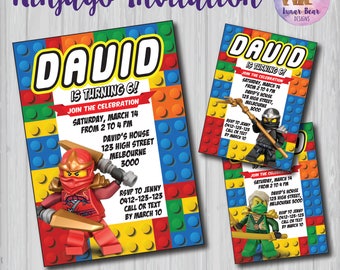Lego Ninjago Invitation, Lego Ninjago Birthday Party, Ninjago Invite, Ninjago Party Invitation, Lego Invitation Lego Ninjas Lego Ninja Party