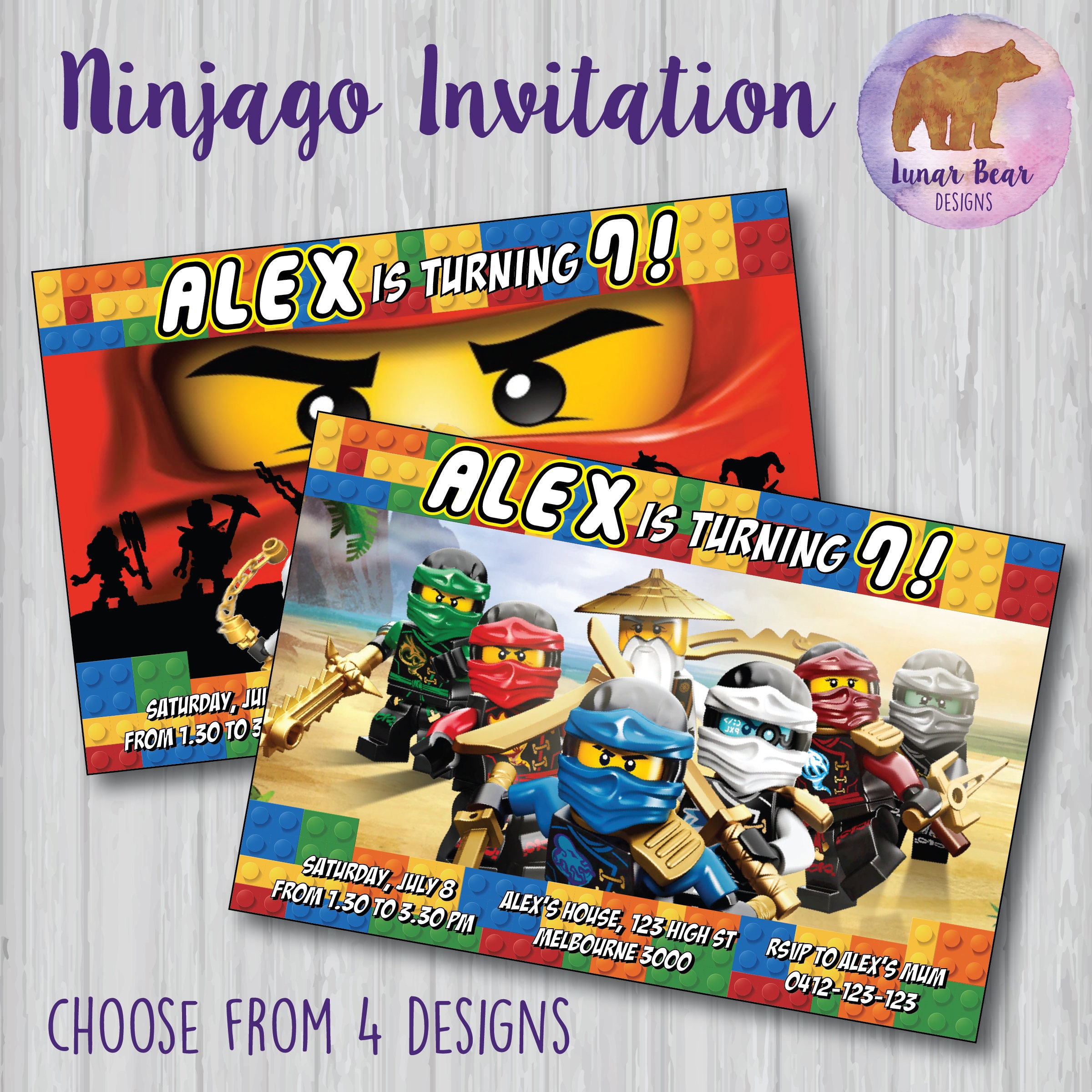 Lego Ninjago Invitation Lego Ninjago Birthday Party Ninjago