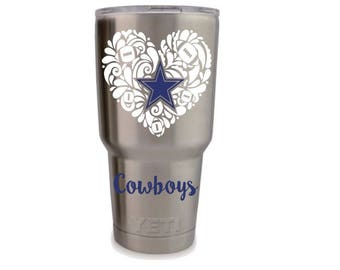 Girly Dallas Cowboys Decal, Dallas Cowboys decal for girls, Cowboys sticker, Custom Dallas Cowboys yeti, Custom Cowboys decals, Esty Decals