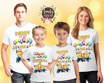 Minions Birthday shirt for family members, girls birthday gift, boys shirt, birthday girl gift, family matching shirts, girl tshirt