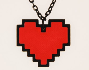 Undertale Cosplay Necklace Digital 8 Bit Pixel Heart Zelda Heart Container Red For Determination