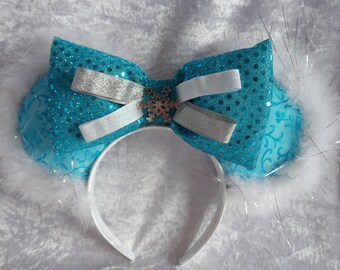 Disney Ears; Elsa Inspired Disney Mouse Ears; Arendelle; Frozen; Snow Queen