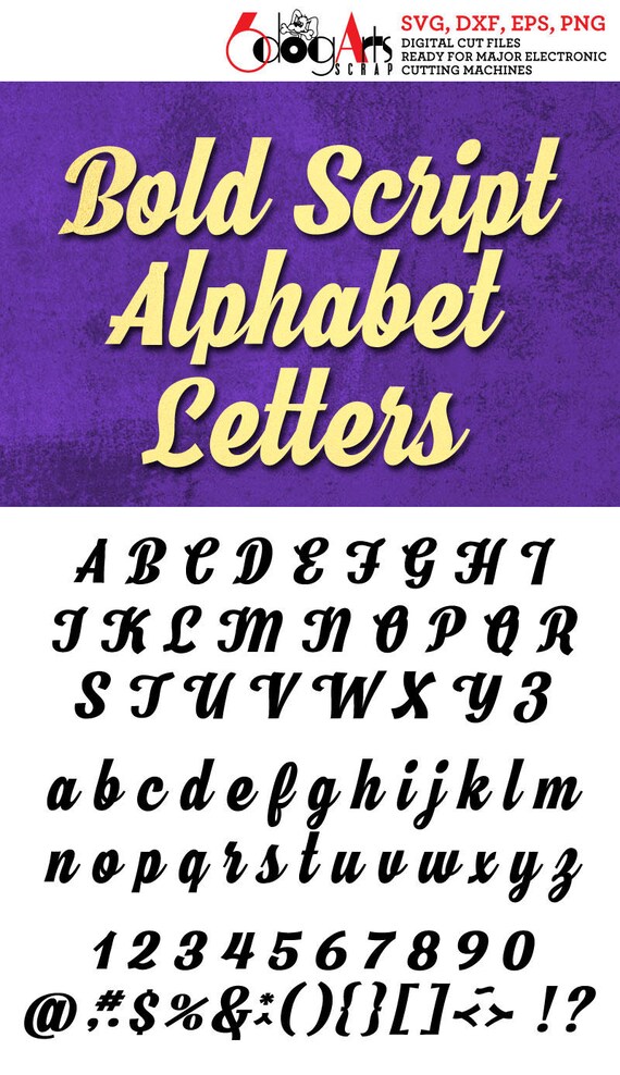 Bold Script Alphabet Letters SVG DXF Vector Cut Files Monogram