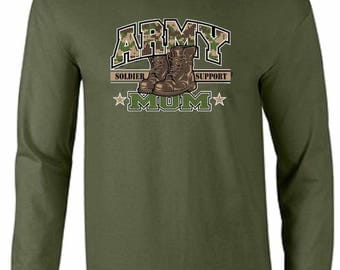 Army Mom U.S. Army Military Infantry Calvary Airborne Long Sleeve Tee Shirt