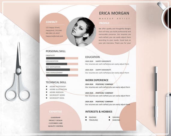 Nude Pink Resume Template/ CV Template/ Professional 