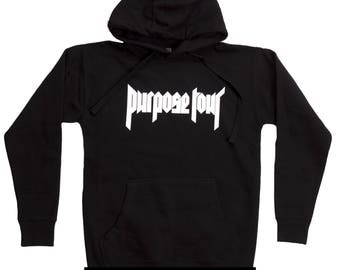 Justin Bieber Purpose Tour Unisex Hoodie Black Purpose Tour Merch Hoodie