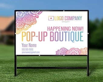 Yard Sign, Pop Up Boutique, Pop Up Boutique Banner, Custom Banner, Digital File, Home Office Approved Color&Fonts