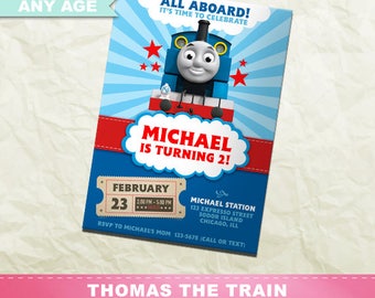 Thomas the Train Invitation, Thomas the Train Birthday Party, Train Printable Invite, Digital Party Card, INV-004