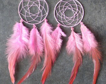 Pink dream catcher earring