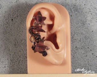Ivy copper ear cuff with iolite - no piercing ear cuff - modern witch jewelry - hedera helix ear cuff