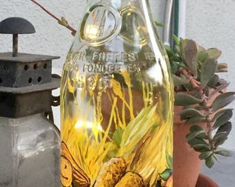 Harvest Time/Halloween Hand Painted Lighted Wine Bottle