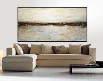 XXL Large Original Oil Painting Landscape Earth Tones Abstract Art Taupe Brown Huge Contemporary Modern Art Work Ready To Hang Sky Whitman
