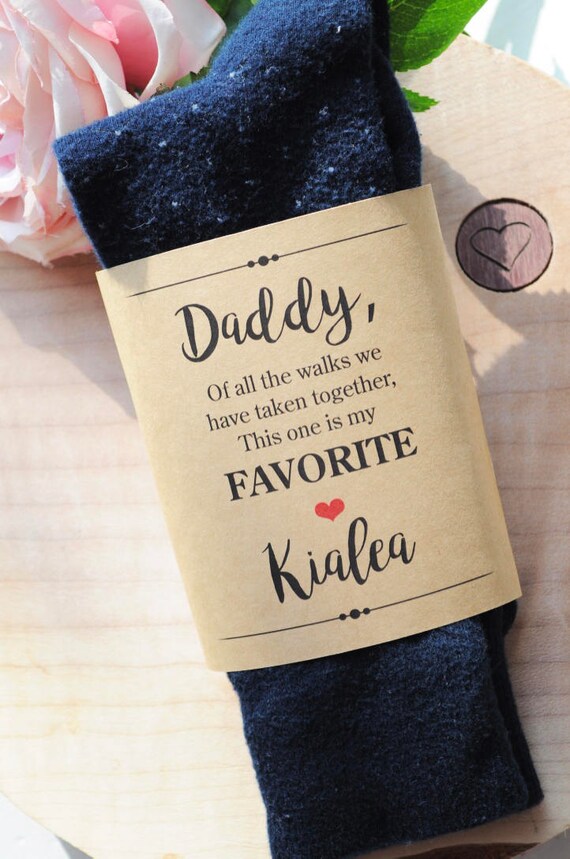 Wedding Sock Label for Dad, Father of the Bride Gift, Wedding Gift for Dad, Gift from Bride, Daddy Wedding Sock Wrap, **PRINTED & SHIPPED** Il_570xn