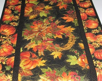 Fall Table Runner Pumpkins, quilted, focus fabrics from Timeless Treasure, Thanksgiving