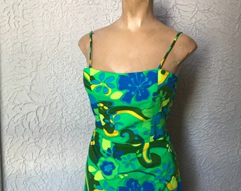 60's Vintage Kahala Hawaiian Print Swimsuit Playsuit sm/med.
