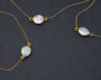 Dainty Pearl Necklace, Simple Bridal Jewelry, 14k Gold Filled Freshwater Pearl Necklace, Bridesmaid Gift, Gold Pearl Jewelry, Delicate Pearl