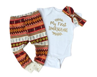 My First Thanksgiving Outfit for Girl - Baby Girl Thanksgiving Outfit - Thanksgiving Outfit for Baby Girl - Fall Outfit for Girl - Baby Girl