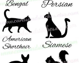 Cat Silhouettes SVG - Persian - Siamese - Bengal - Digital Cutting File - Instant Download - Graphic Design - Svg, Dxf, Jpg, Eps, Png