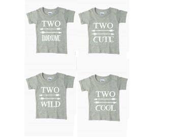 Two Handsome Shirt/ Two Cute Shirt/ Two Cool Shirt/ Two Wild Shirt/ Two Years Boy Birthday Shirt/ 2nd Birthday Shirt/ Boys Birthday Tshirt