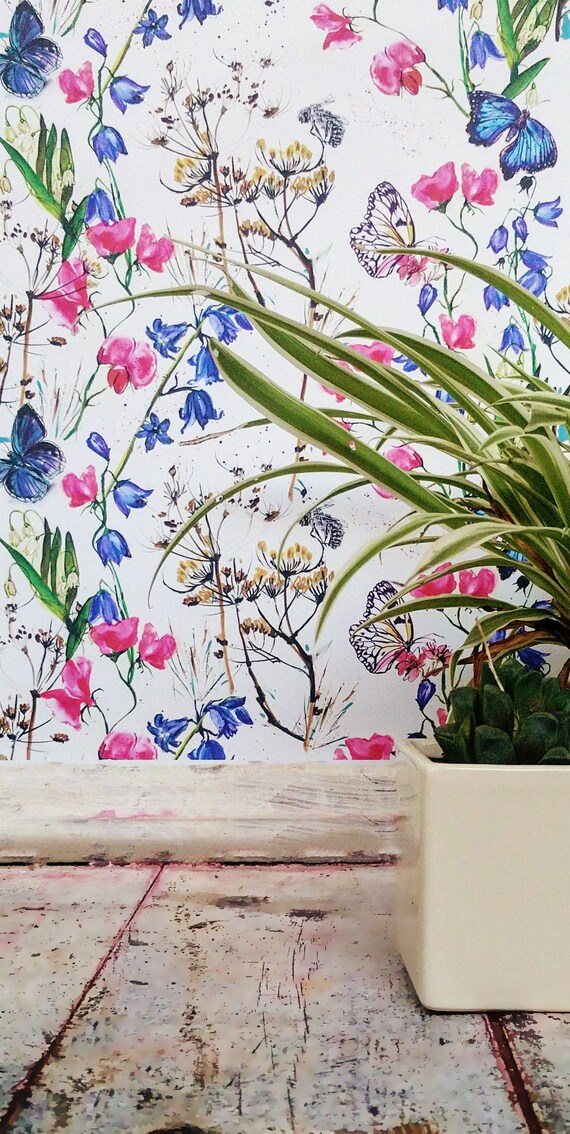 Floral Colorful Watercolor Peel and Stick Wall Paper