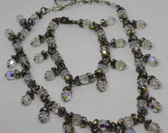 Stunning Vintage Aurora Borealis Crystal & Rhinestone Demi Parure