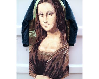 Mona Lisa oversized bomber coat - la Joconde long jacket fall winter fleece polar leonardo da vinci velvet quilted duvet burning man vegan