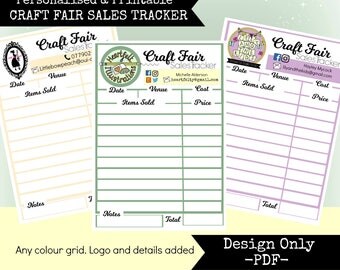 Printable A4 Craft Fair Tracker Craft Show Log Business