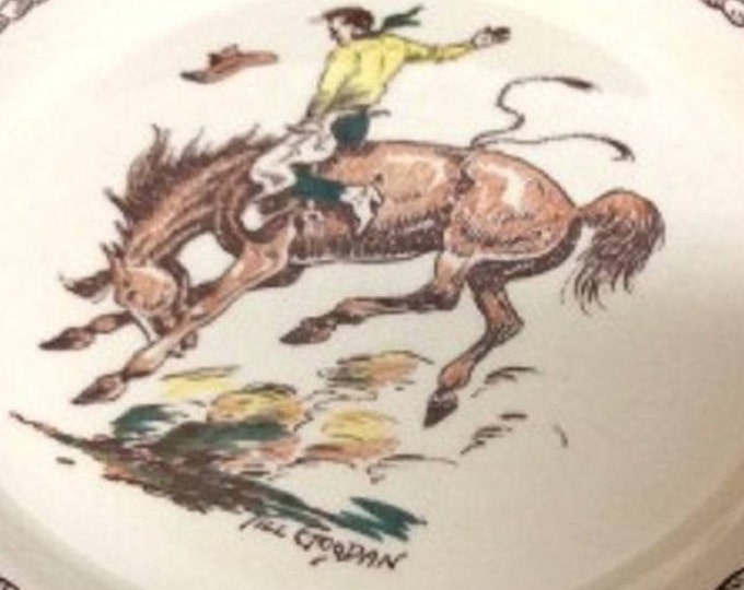 Till Goodin Rodeo Plate, Wallace China Westward Ho Rodeo, Bread and Butter Plate, Restaurant Ware, Mid Century, Rustic China, Gift