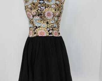 Beautiful 1960s Brocade & Chiffon Party Dress