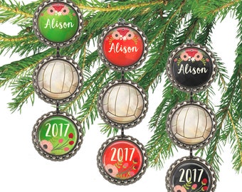 Girls volleyball ornament, personalized Christmas ornament, volleyball player gift for her, custom name and date. \