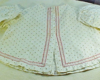 Antique Baby Shirt, Hand Stitched, Yellow & Black Pattern with Pink Trim, c 1850, Victorian Baby