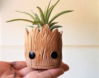Baby Groot inspired planter, Groot gift, air plant holder, baby Groot, geeky gift, air plant gift set