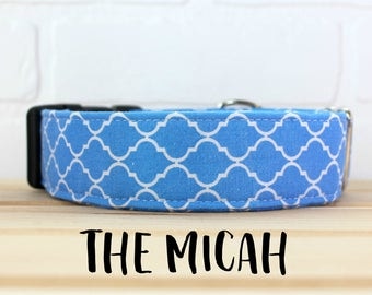 Dog Collar in Blue for Girl/Boy Dog. Can be made in Buckle or Martingale Collar. PLEASE READ Item Details before ordering