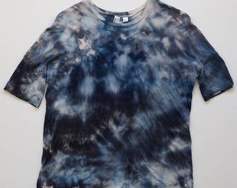 XS Blue Watercolor Drop Shoulder T-Shirt